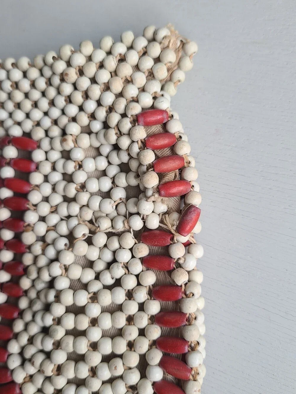Vintage Wood Bead Clutch 1930s 1940s